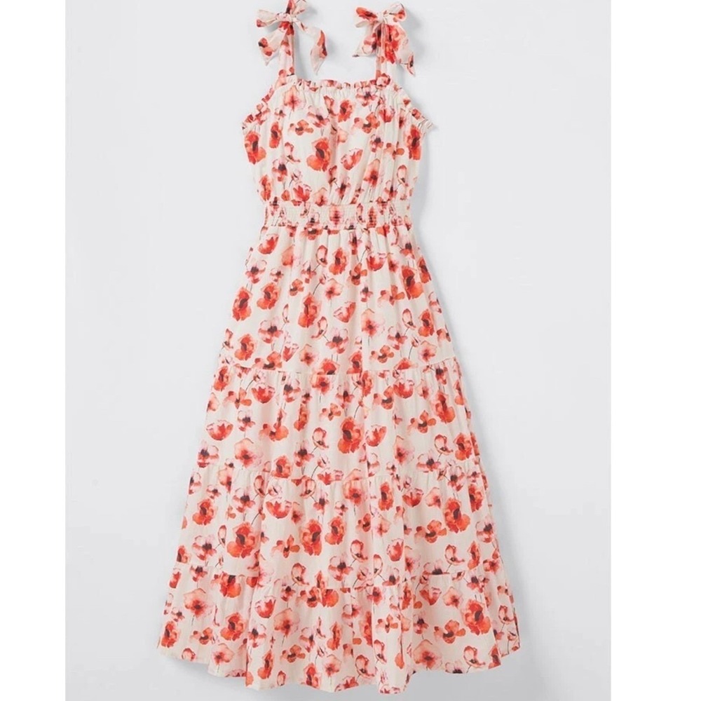 Matilda Jane Girls Midi Dress‎ Floral Print Red Poppy Ruffle Tiered Size M